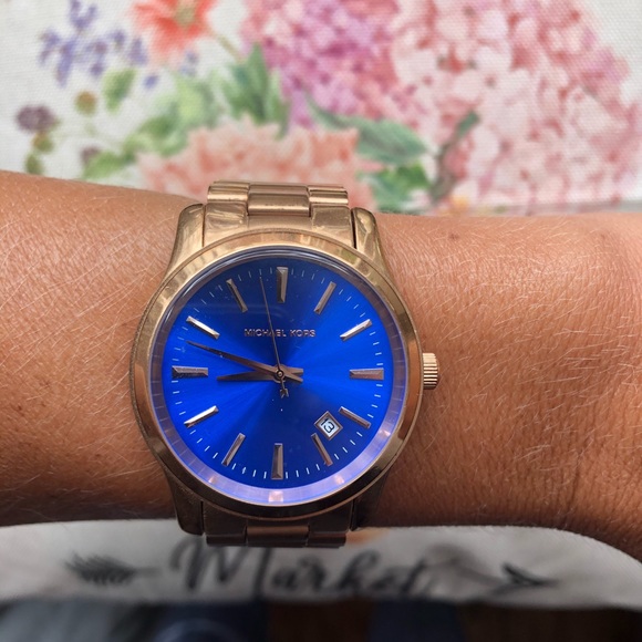 Michael Kors Rose gold and blue face watch!